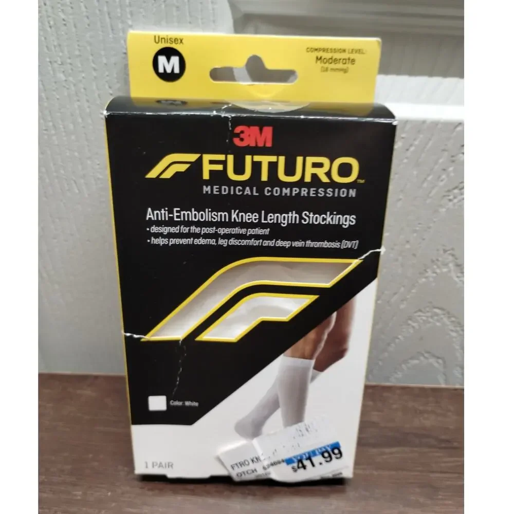 NEW Futuro by 3M Unisex Size Medium White Anti-Embolism Knee Length Stockings